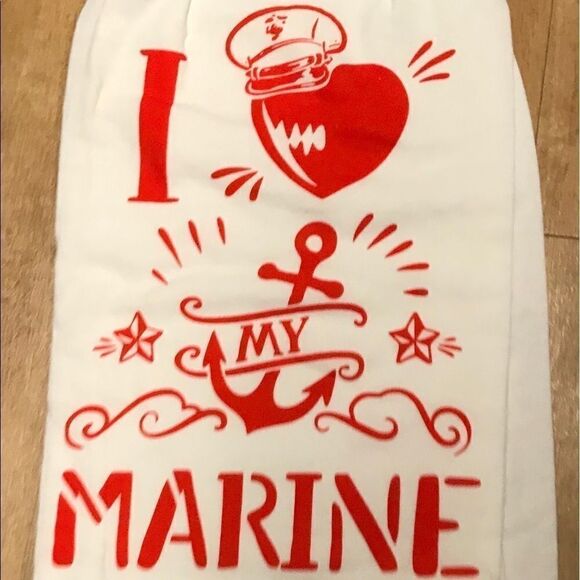 Marine Towel Love My Marine Towel Kitchen Floursack Towel NWT - Picture 2 of 6
